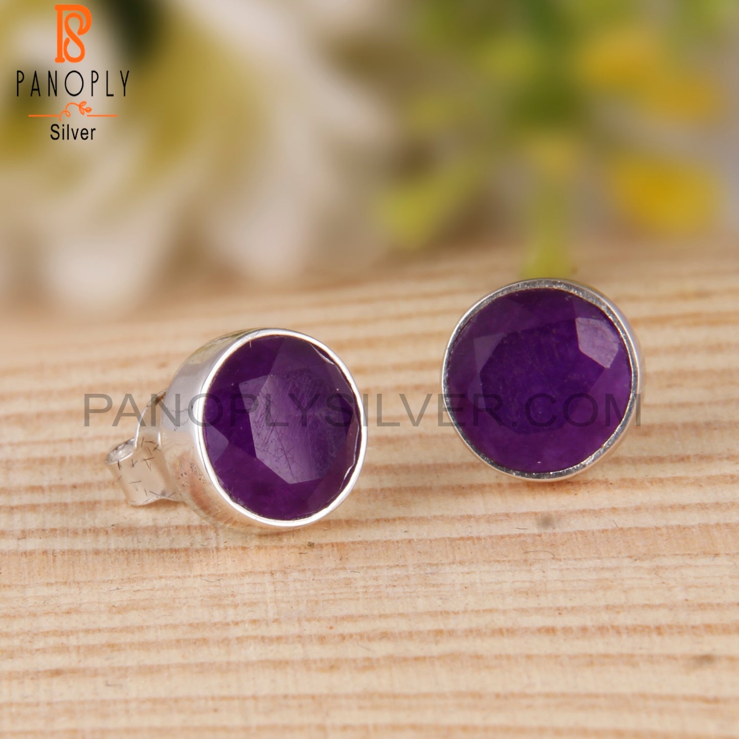 Aventurine Amethyst Quartz 925 Silver Stud Earrings