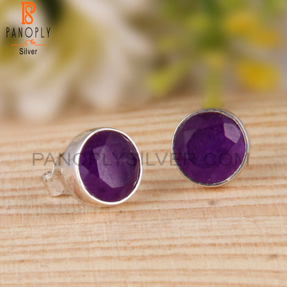 Aventurine Amethyst Quartz 925 Silver Stud Earrings