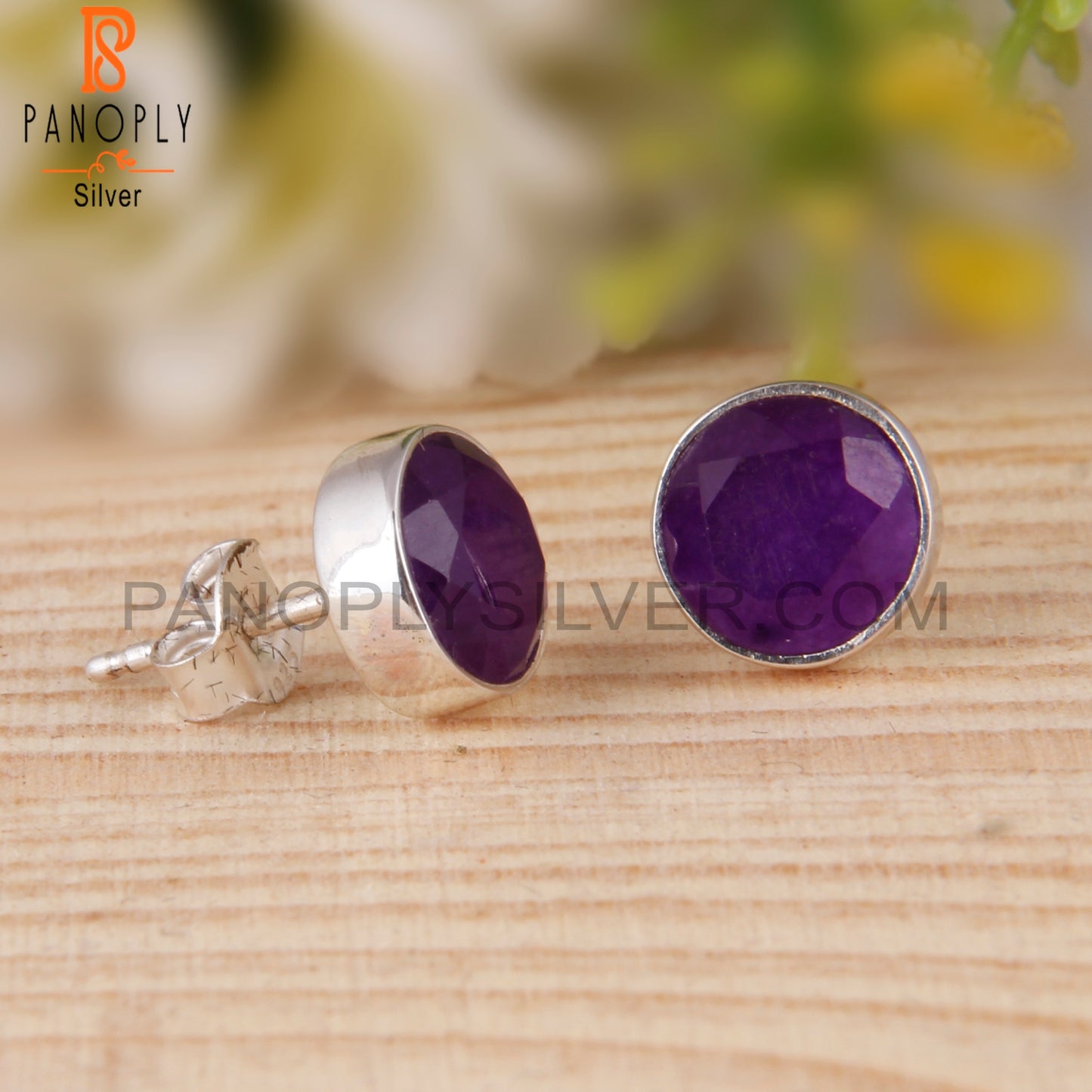 Aventurine Amethyst Quartz 925 Silver Stud Earrings