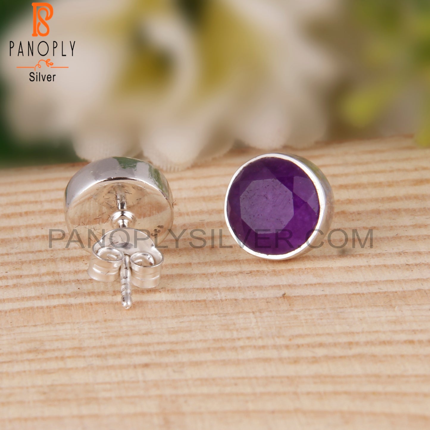 Aventurine Amethyst Quartz 925 Silver Stud Earrings
