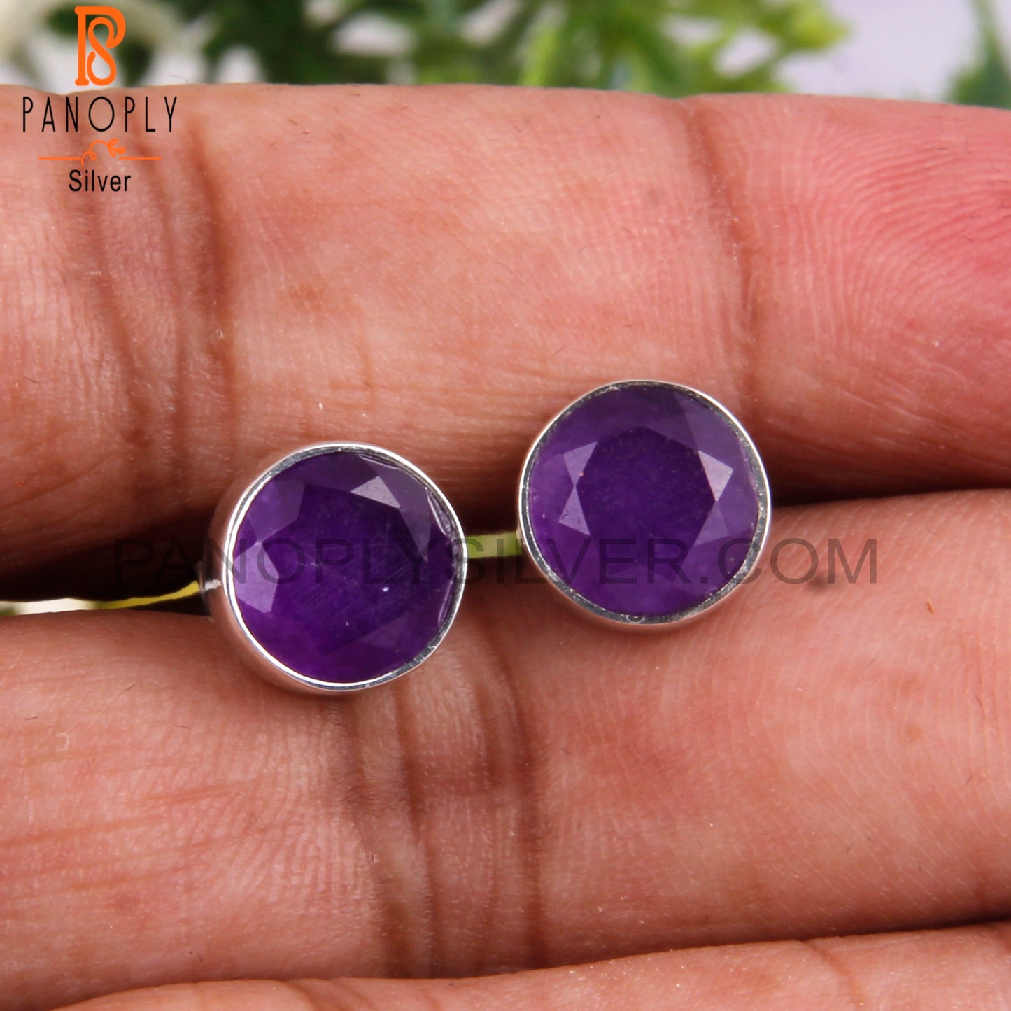 Aventurine Amethyst Quartz 925 Silver Stud Earrings