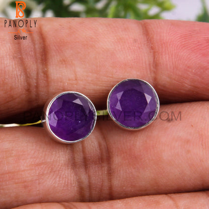 Aventurine Amethyst Quartz 925 Silver Stud Earrings