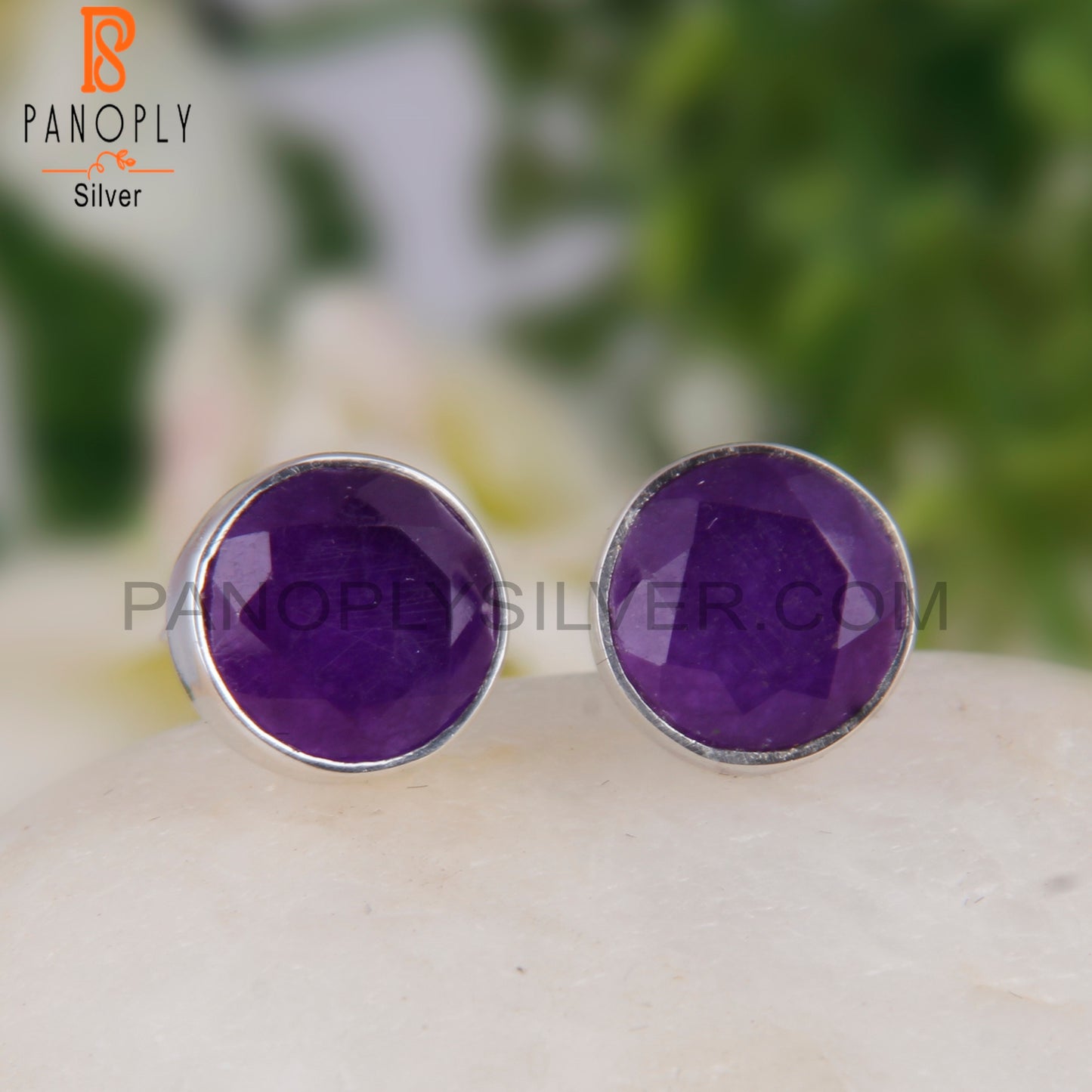 Aventurine Amethyst Quartz 925 Silver Stud Earrings