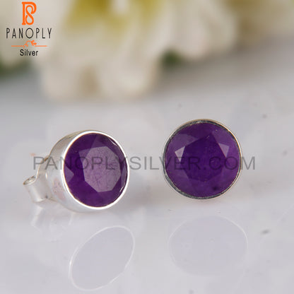 Aventurine Amethyst Quartz 925 Silver Stud Earrings