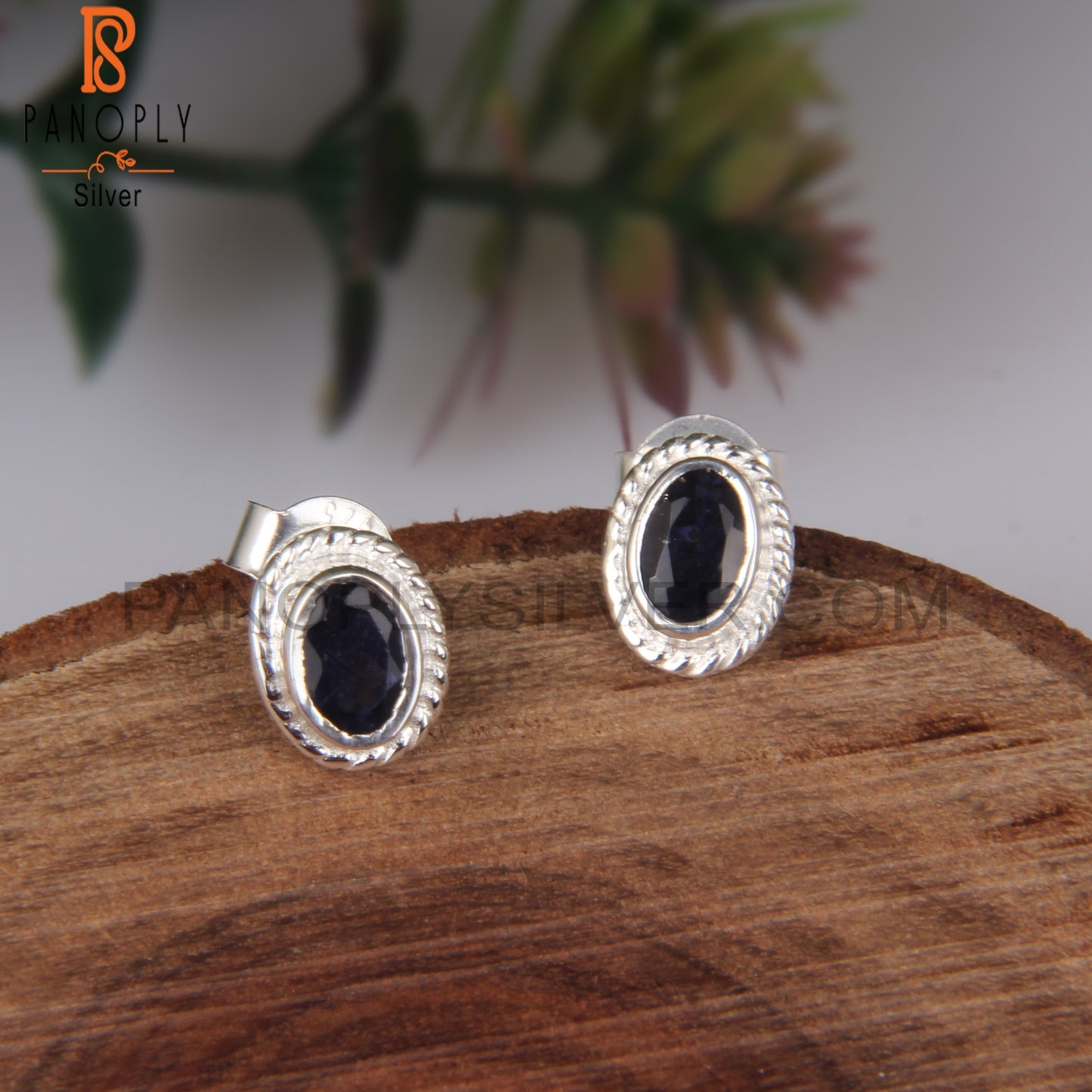 Corundum Blue Cultured Oval 925 Sterling Silver Earrings