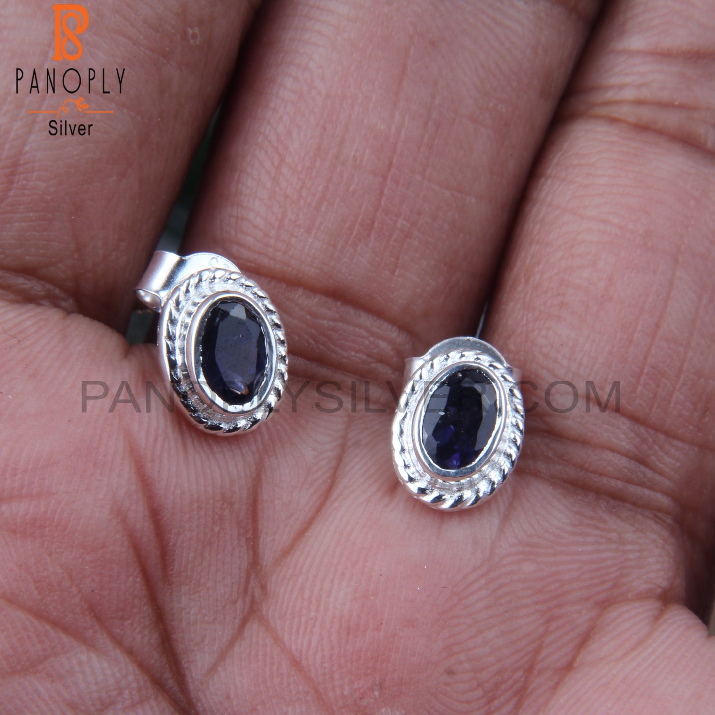 Corundum Blue Cultured Oval 925 Sterling Silver Earrings