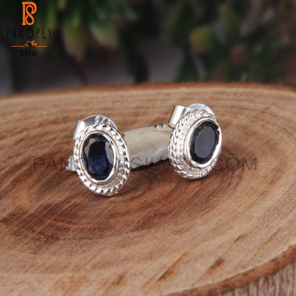 Aesthetic Oval Shape Iolite 925 Stamp Casual Earrings