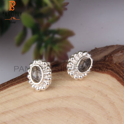 Aesthetic Black Rutile 925 Stamp Sterling Silver Earrings