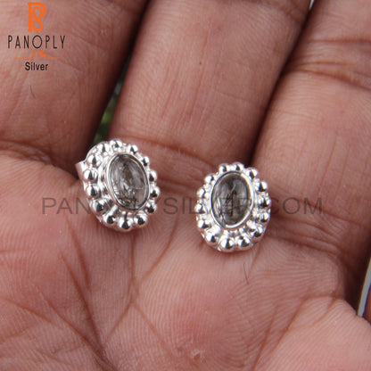Aesthetic Black Rutile 925 Stamp Sterling Silver Earrings