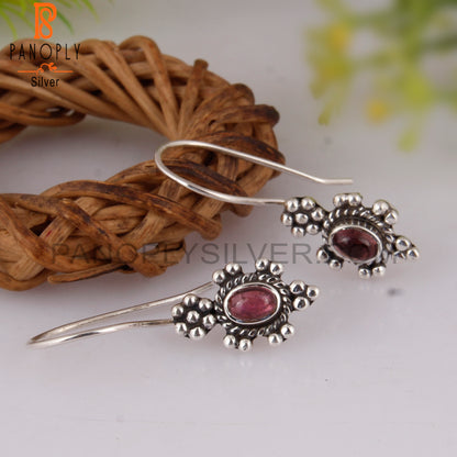 Pink Tourmaline Oval Shape 925 Sterling Silver Earrings