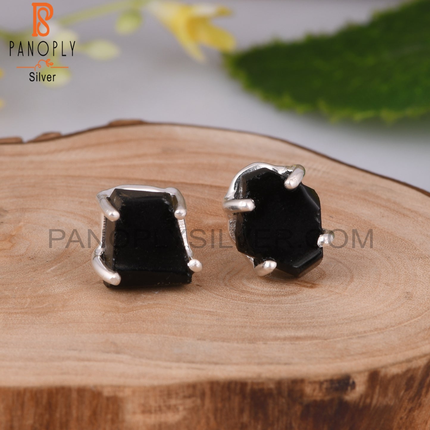 Black Obsidian Rough 925 Sterling Silver Earrings