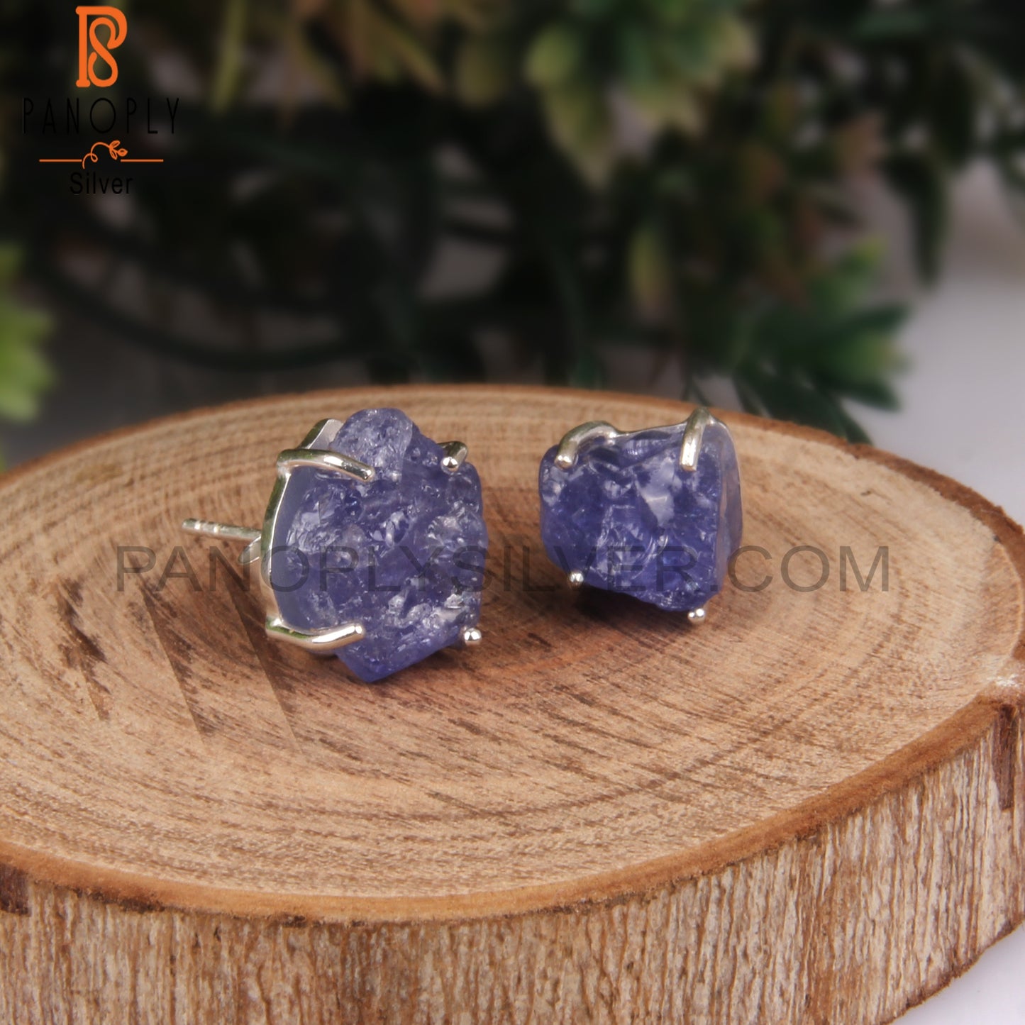 Tanzanite Rough 925 Sterling Silver Stud Earrings