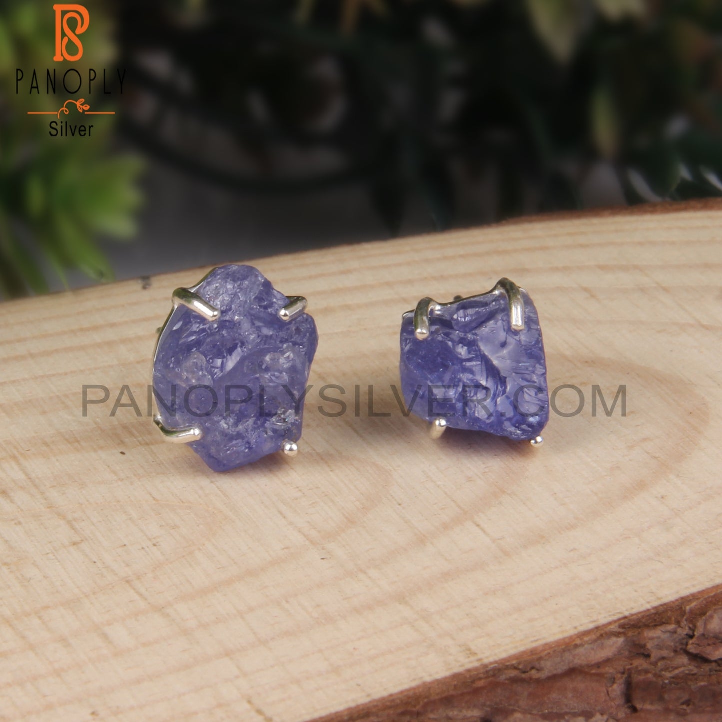 Tanzanite Rough 925 Sterling Silver Stud Earrings