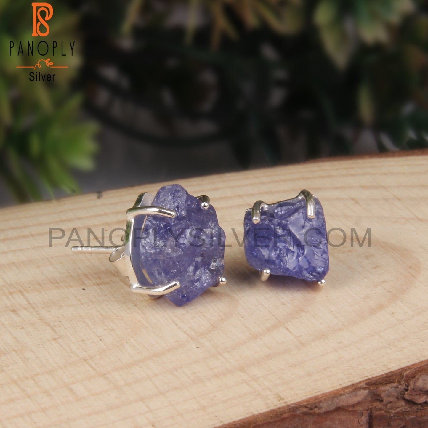 Tanzanite Rough 925 Sterling Silver Stud Earrings