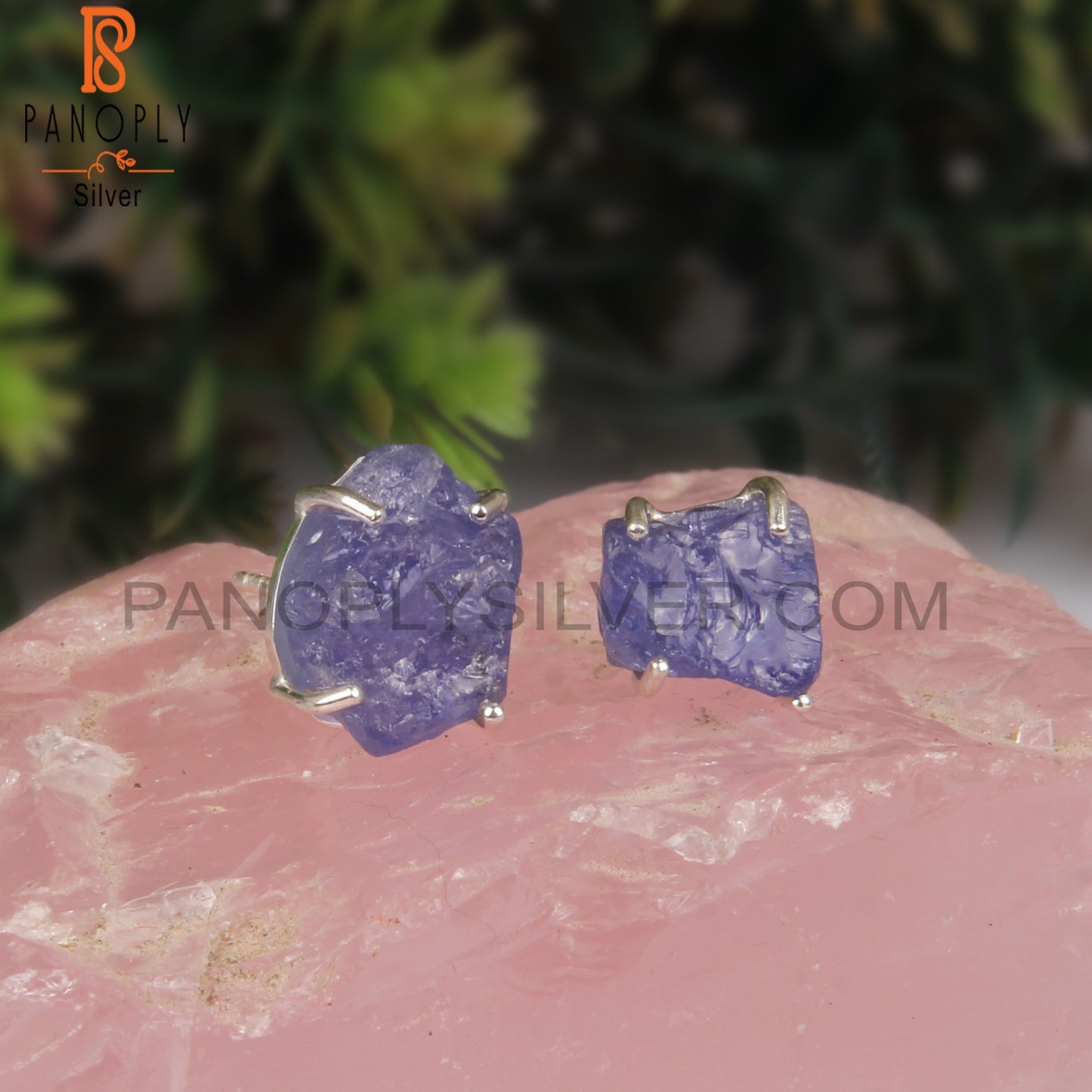 Tanzanite Rough 925 Sterling Silver Stud Earrings