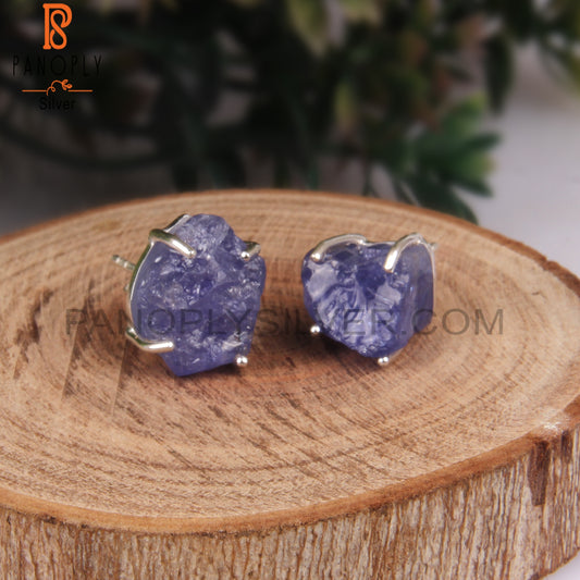 Tanzanite Rough 925 Sterling Silver Stud Earrings