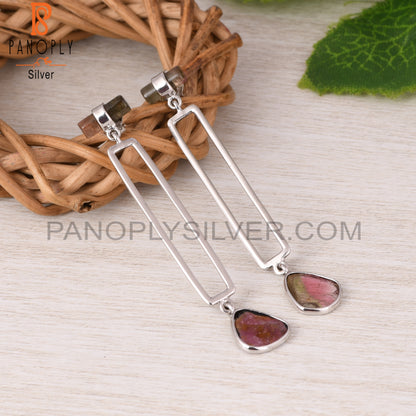 Bio Tourmaline 925 Silver Wedding Earrings Gift For Love