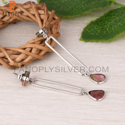 Bio Tourmaline 925 Silver Wedding Earrings Gift For Love