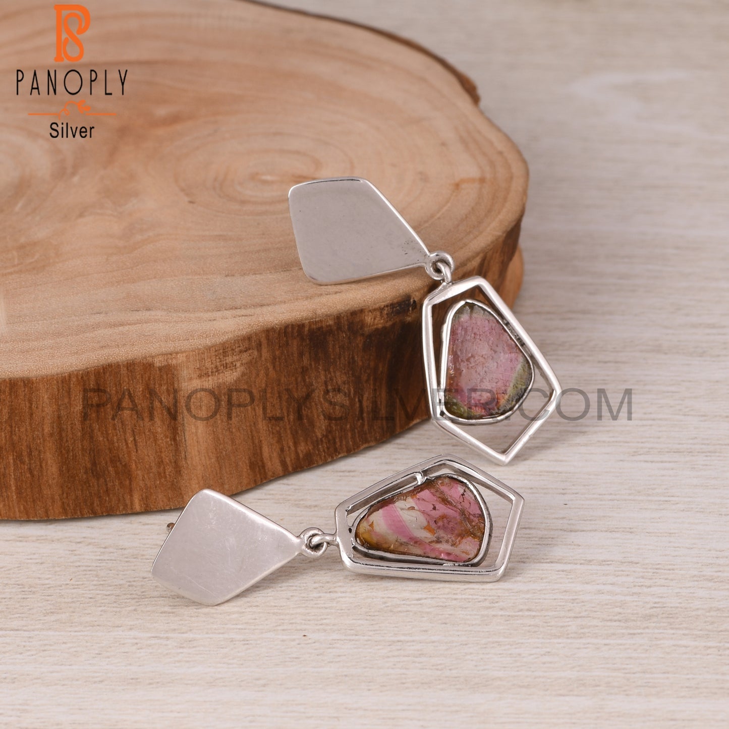 Bio Tourmaline 925 Sterling Silver Dangle Earrings