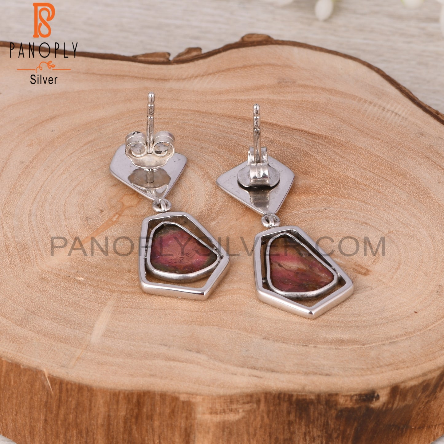 Bio Tourmaline 925 Sterling Silver Dangle Earrings