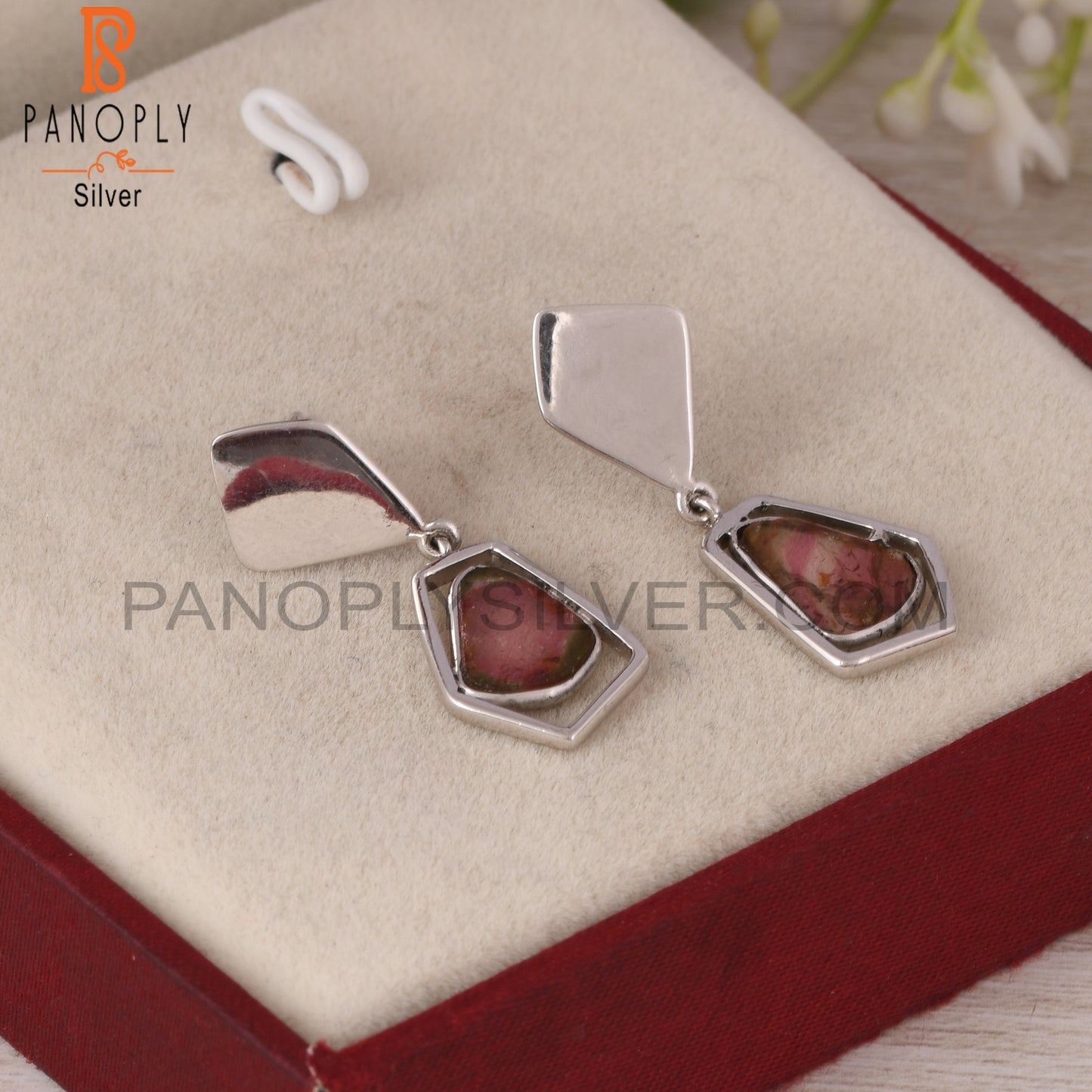 Bio Tourmaline 925 Sterling Silver Dangle Earrings