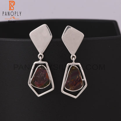 Bio Tourmaline 925 Sterling Silver Dangle Earrings