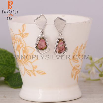 Bio Tourmaline 925 Sterling Silver Dangle Earrings