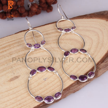 Amethyst Oval 925 Sterling Silver Purple Earrings