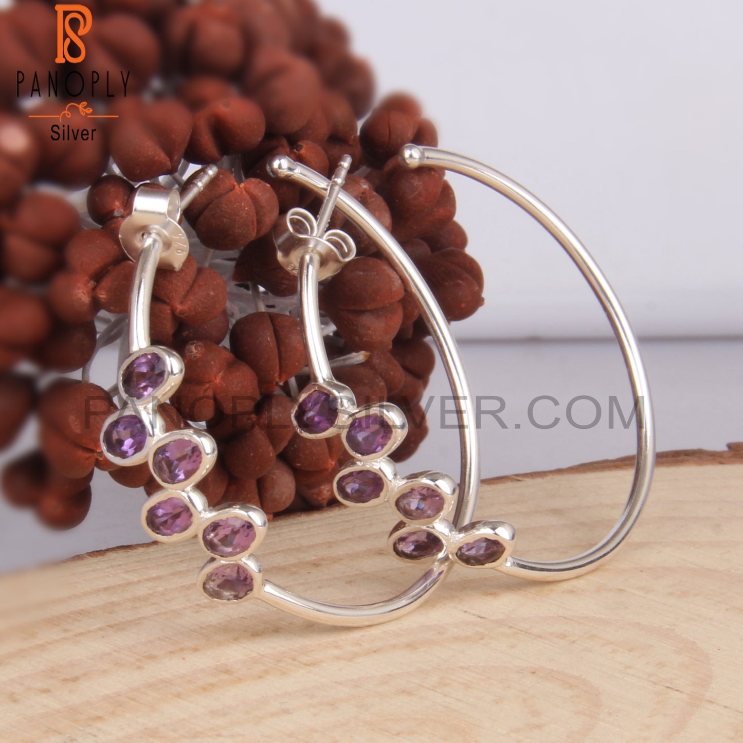 Amethyst Oval 925 Sterling Silver Earrings