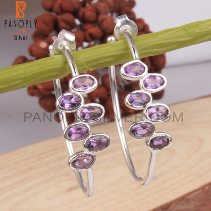 Amethyst Oval 925 Sterling Silver Earrings