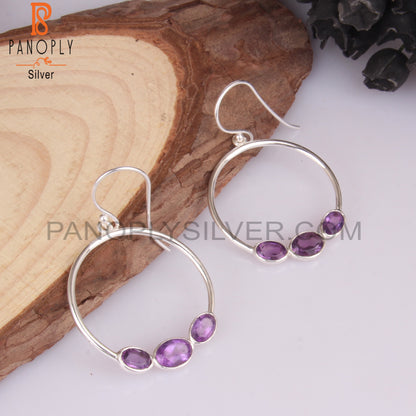 Amethyst Oval 925 Sterling Silver Earrings For Girls