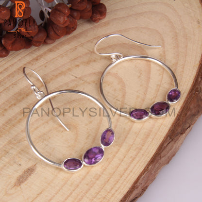 Amethyst Oval 925 Sterling Silver Earrings For Girls