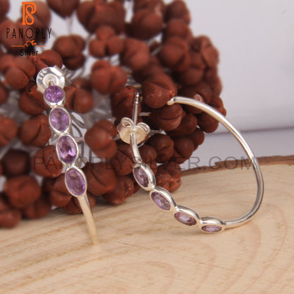 Amethyst Oval 925 Sterling Silver Wedding Earrings