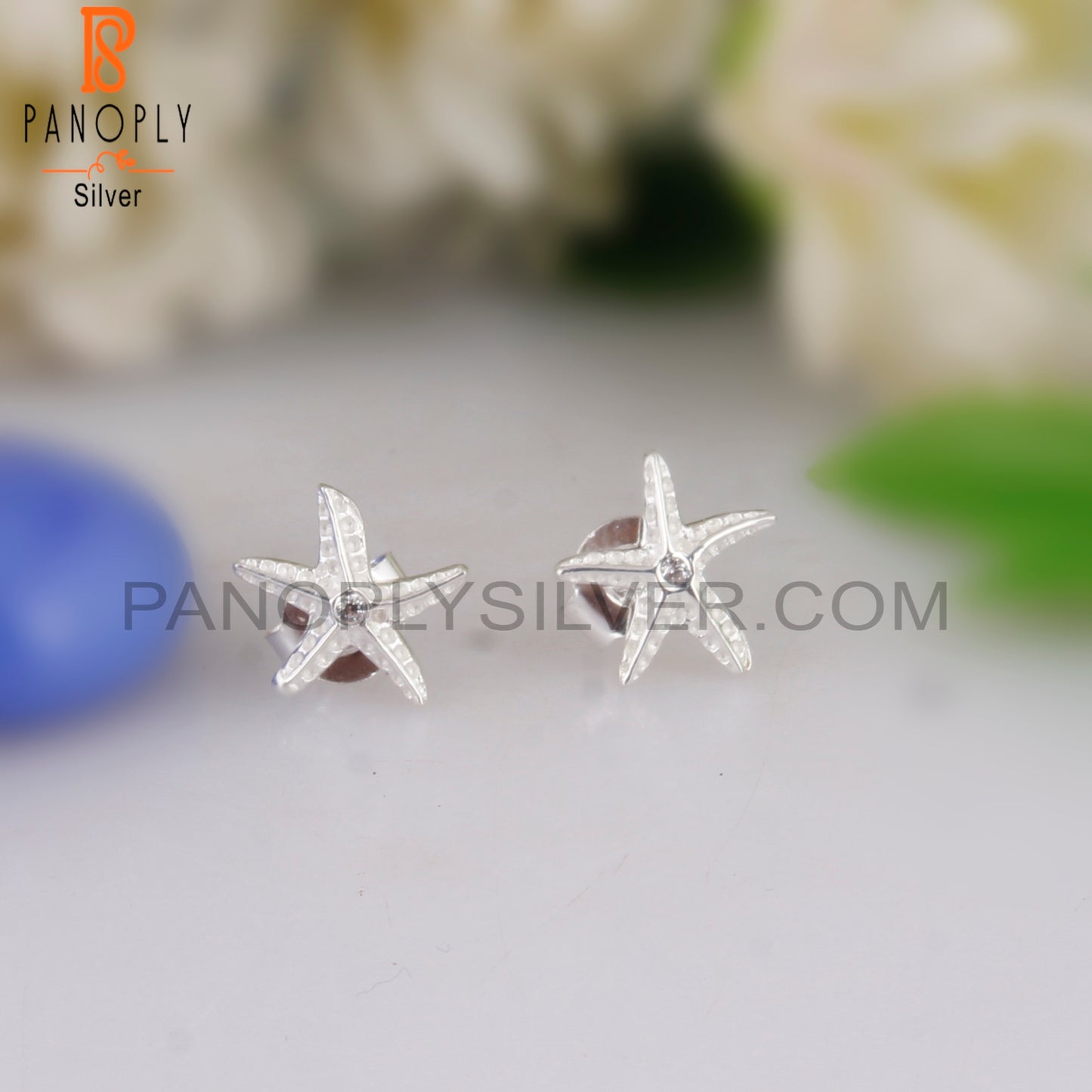 Cubic Zirconia 925 Sterling Silver Star Earrings