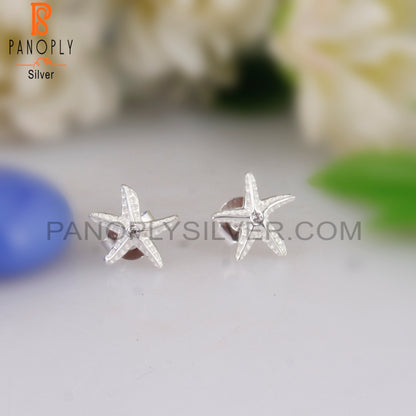 Cubic Zirconia 925 Sterling Silver Star Earrings