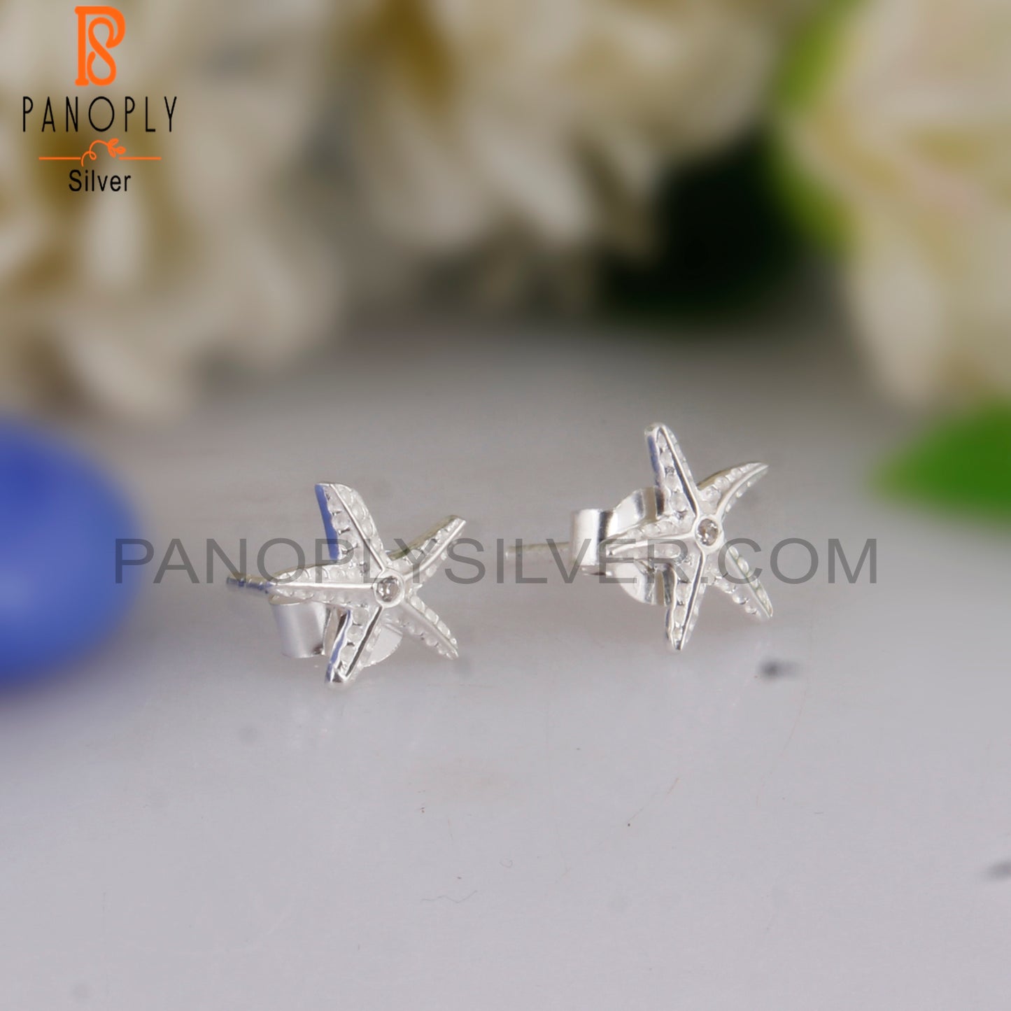 Cubic Zirconia 925 Sterling Silver Star Earrings
