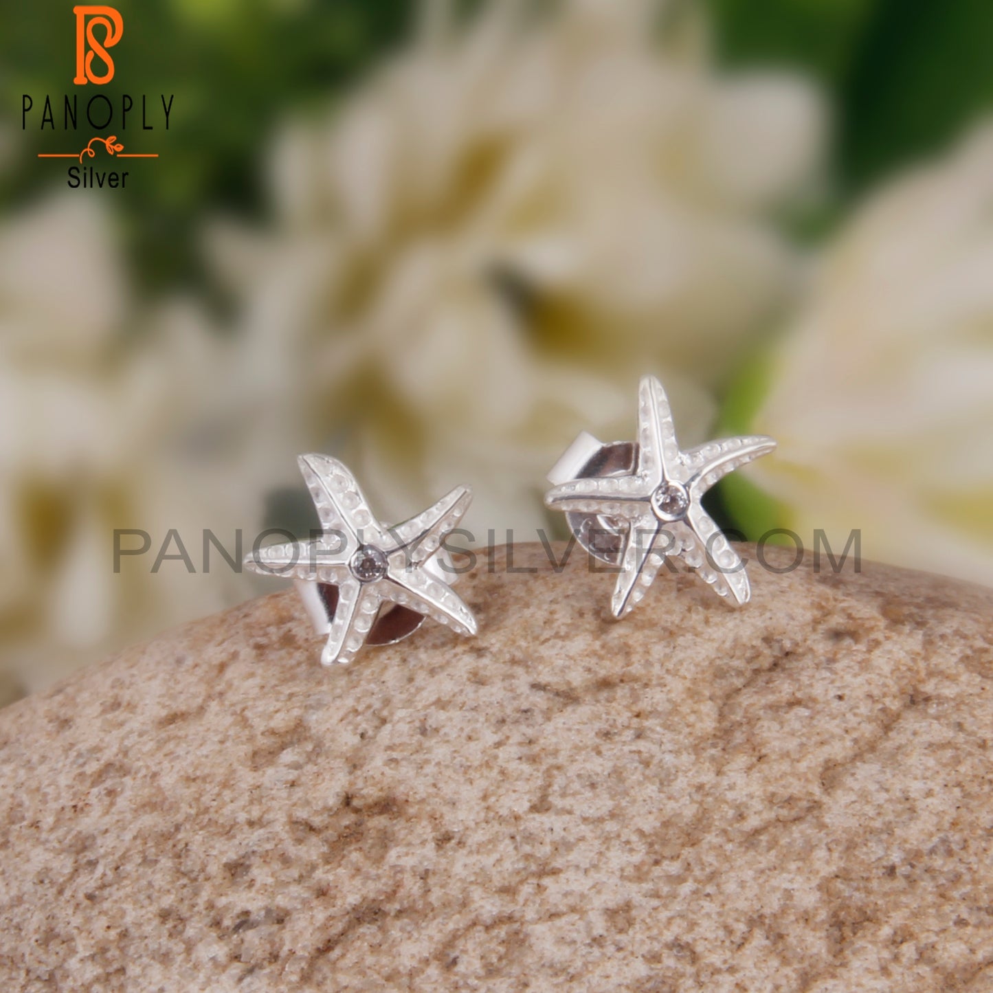 Cubic Zirconia 925 Sterling Silver Star Earrings
