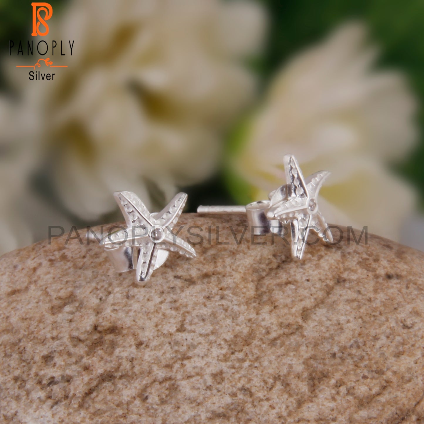Cubic Zirconia 925 Sterling Silver Star Earrings