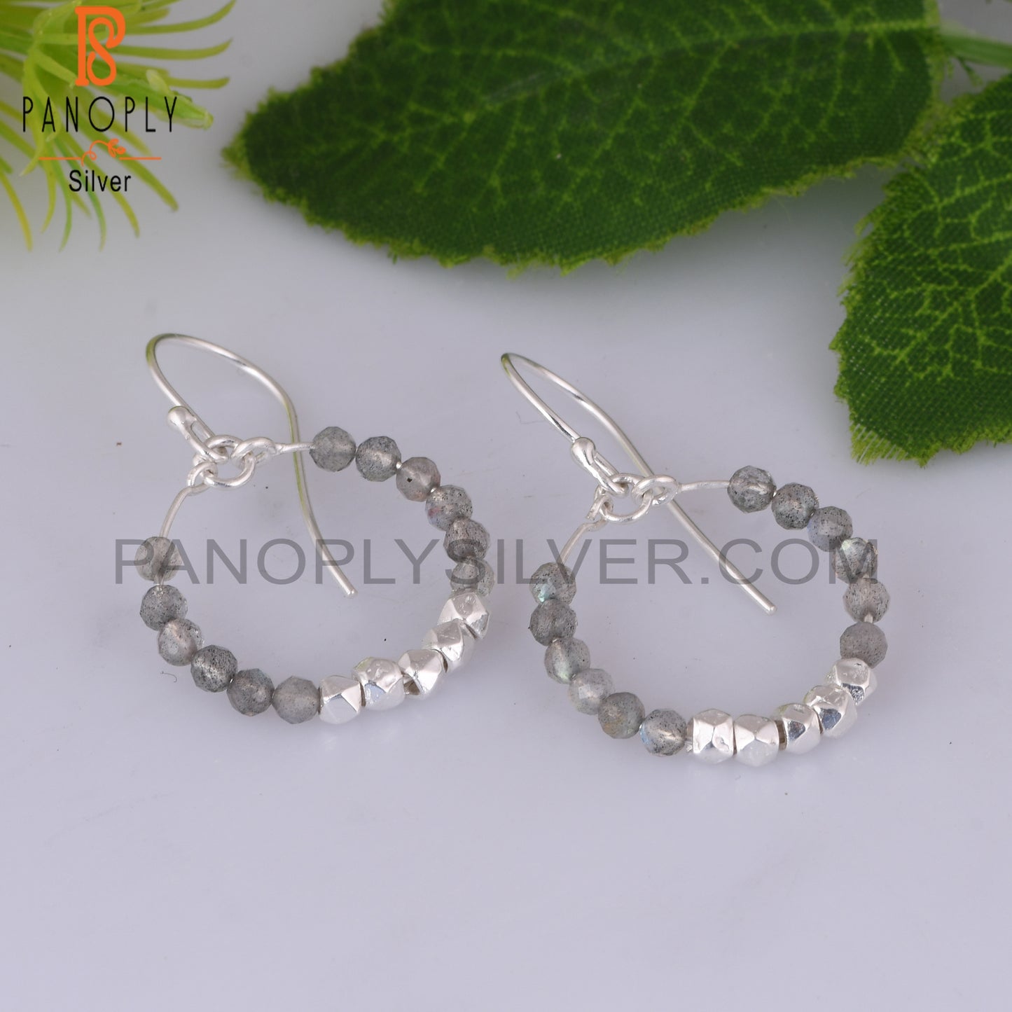 Labradorite Round 925 Sterling Silver Earrings