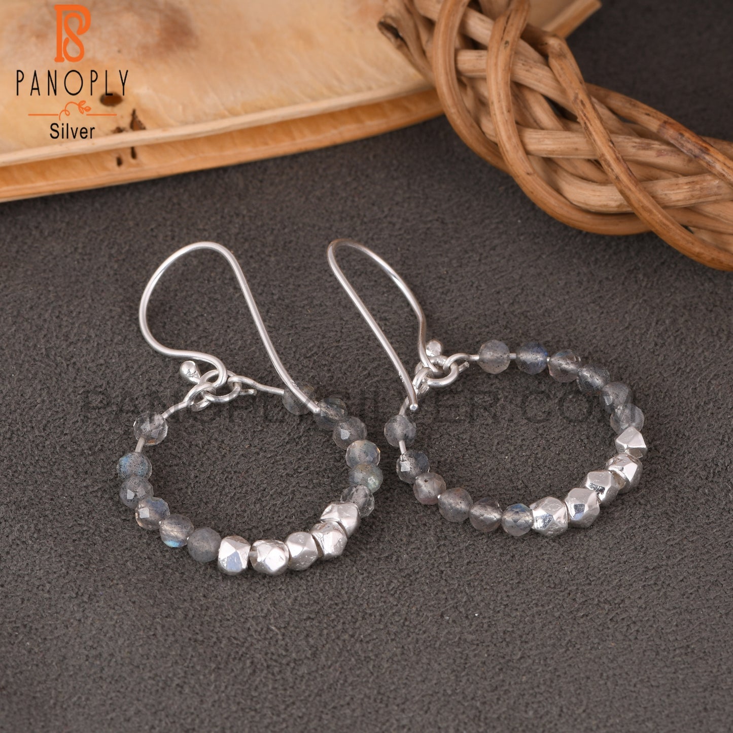 Labradorite Round 925 Sterling Silver Earrings