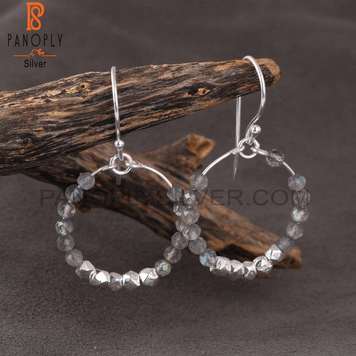 Labradorite Round 925 Sterling Silver Earrings