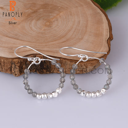 Labradorite Round 925 Sterling Silver Earrings