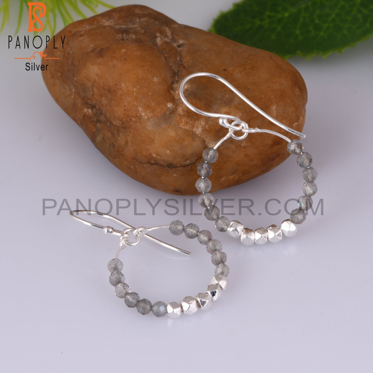 Labradorite Round 925 Sterling Silver Earrings