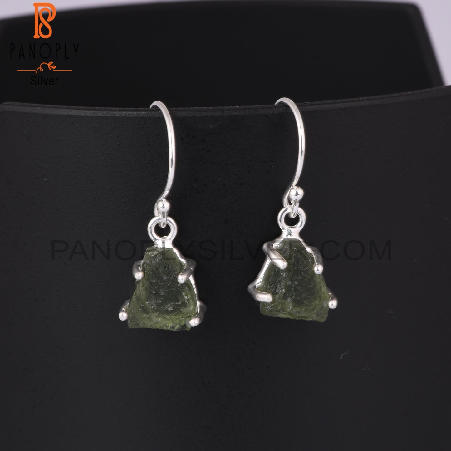 Moldavite Rough 925 Sterling Silver Earrings