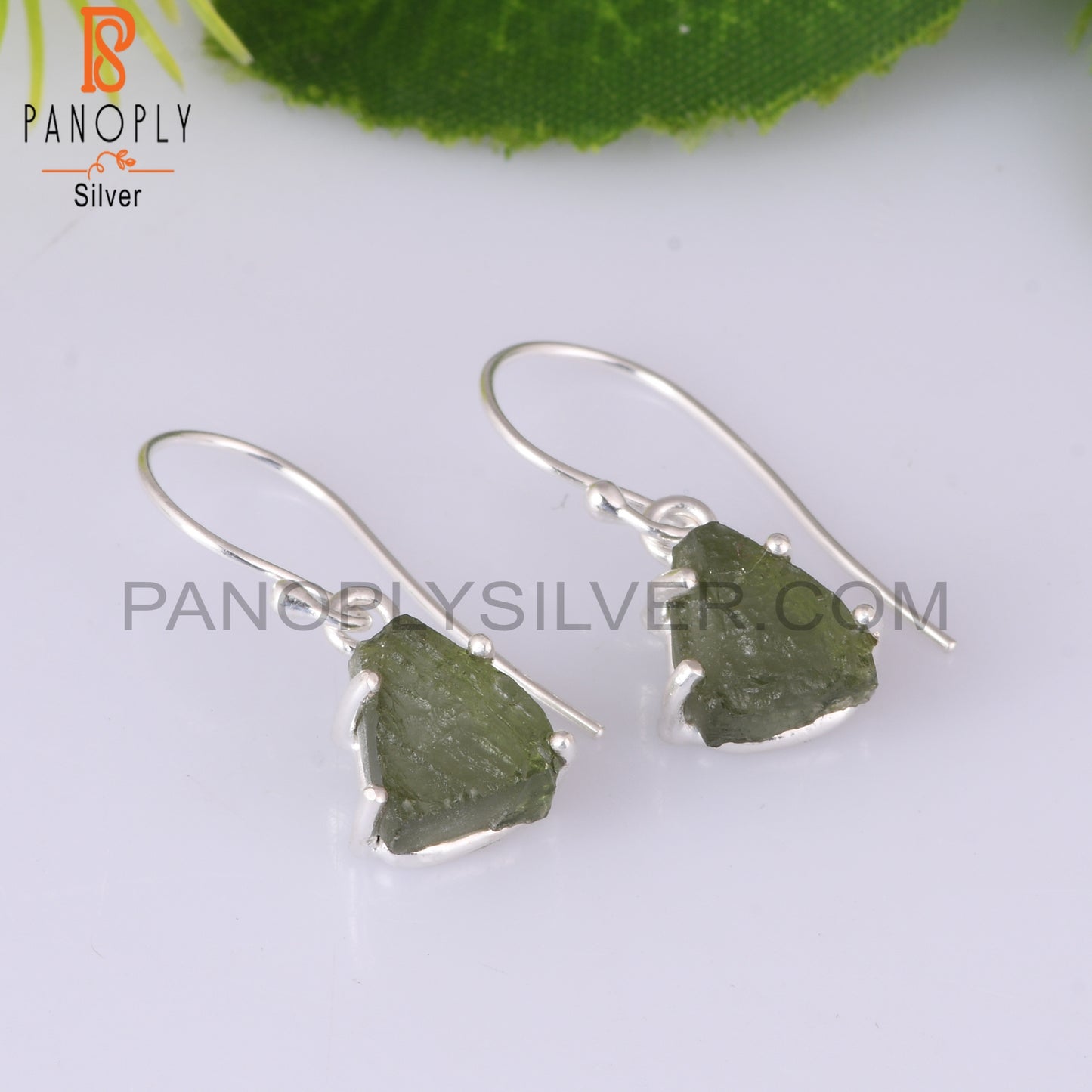 Moldavite Rough 925 Sterling Silver Earrings