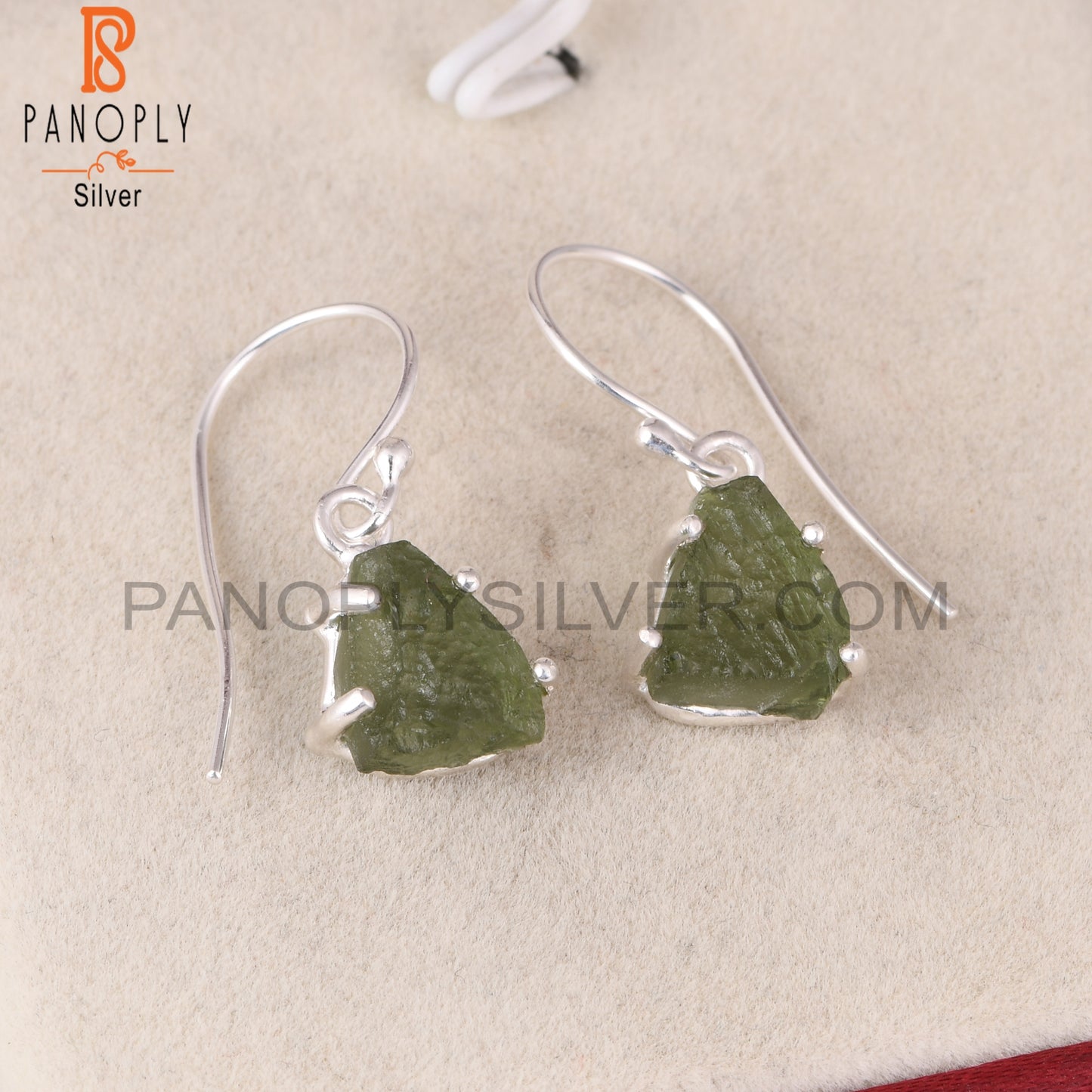 Moldavite Rough 925 Sterling Silver Earrings