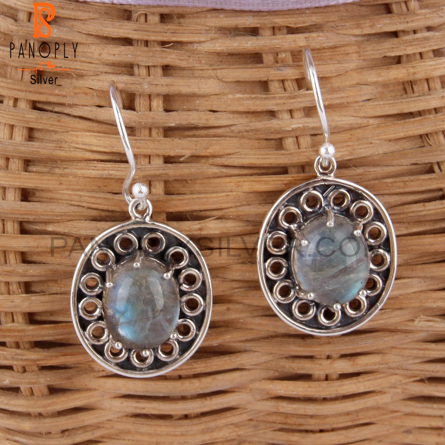 Doublet Apache Gold Crystal Oval Shape 925 Silver Earrings