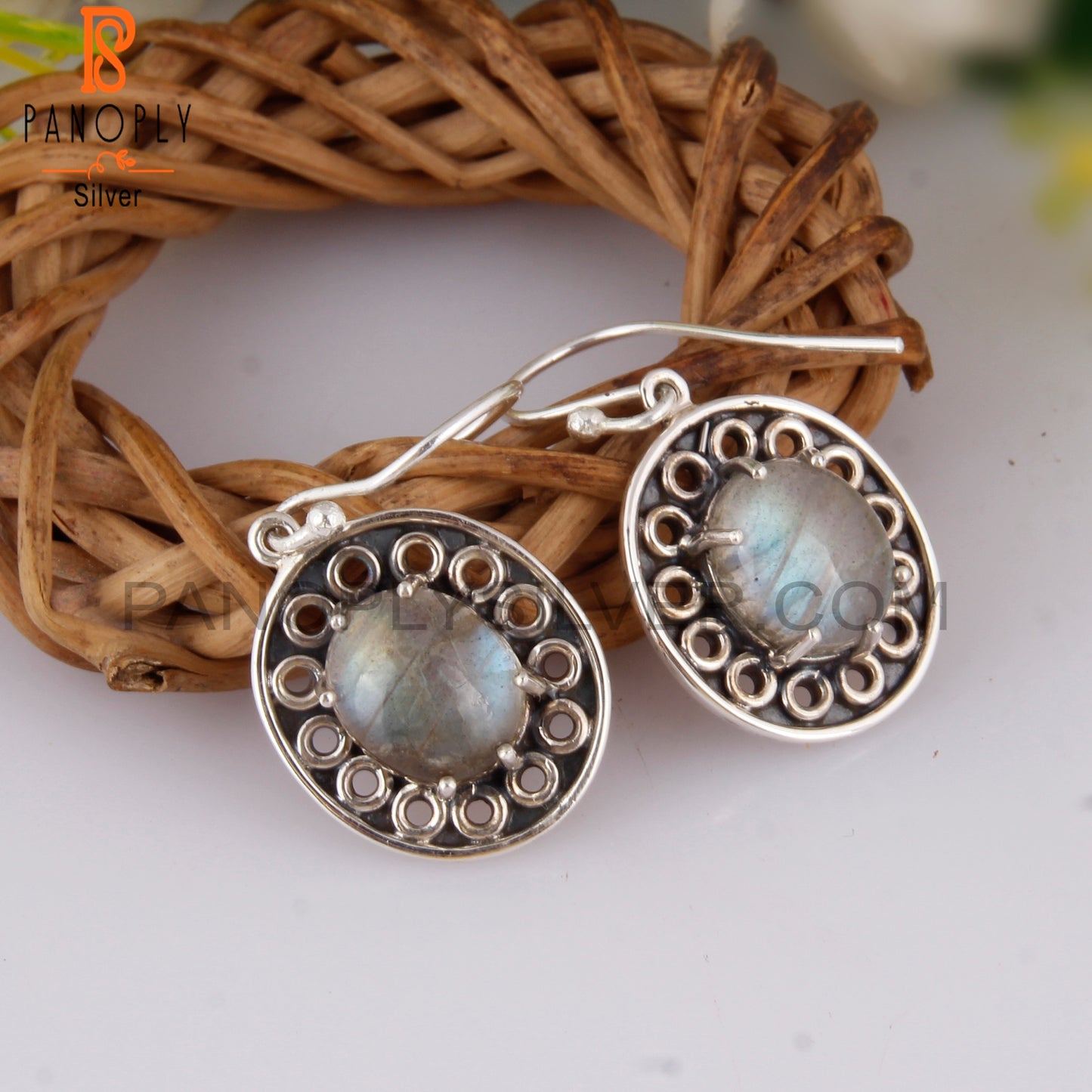 Doublet Apache Gold Crystal Oval Shape 925 Silver Earrings