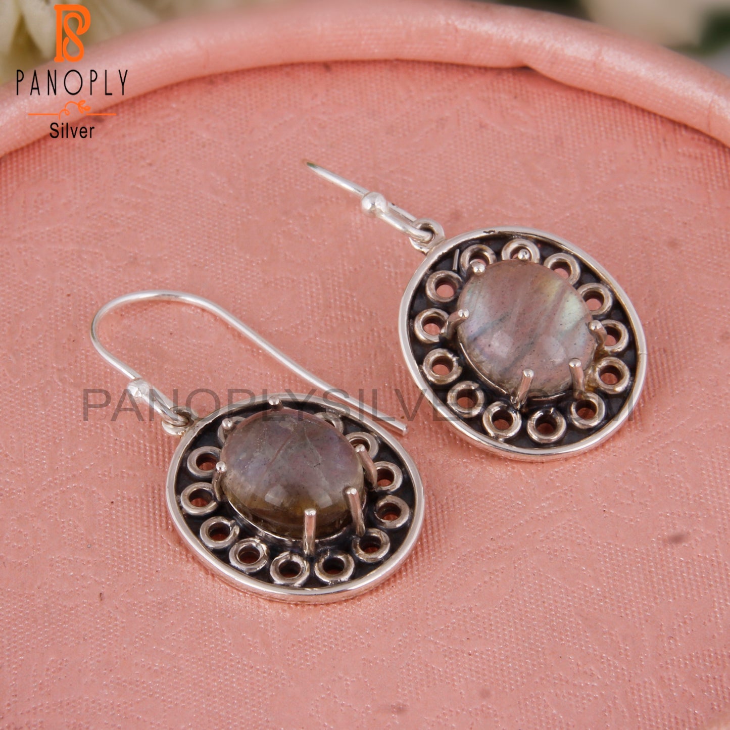 Doublet Apache Gold Crystal Oval Shape 925 Silver Earrings