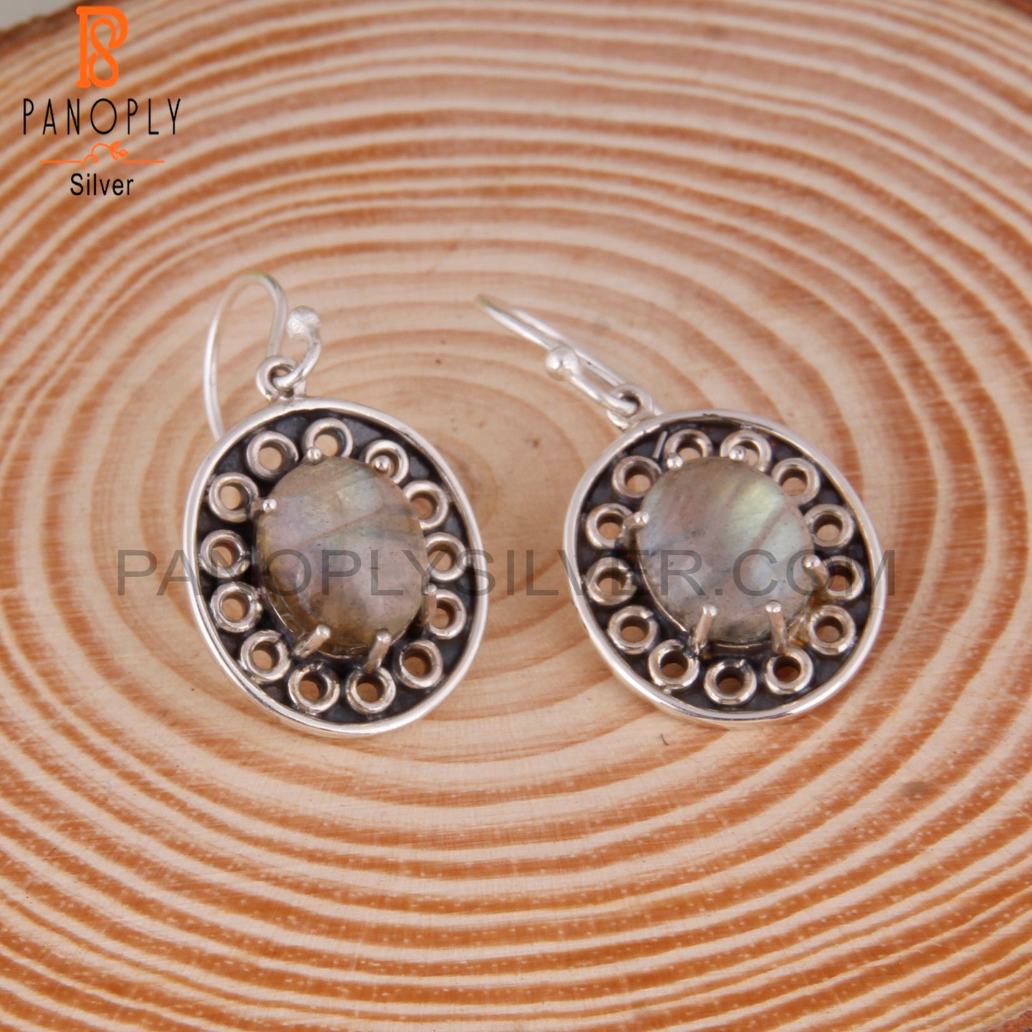 Doublet Apache Gold Crystal Oval Shape 925 Silver Earrings